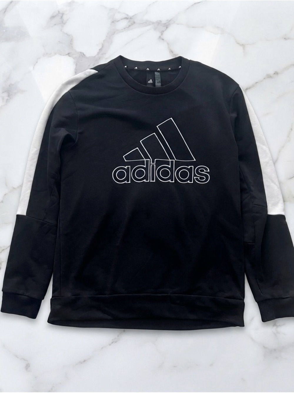 Future Icons Graphic Crew Sweatshirt Black White HK4539 Athletic Pullover L